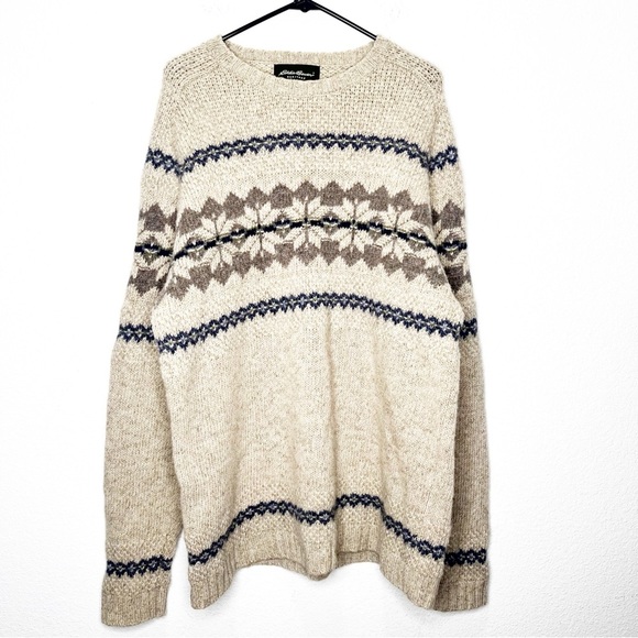 Eddie Bauer Other - Eddie Bauer Cream and Brown Crewneck Sweater